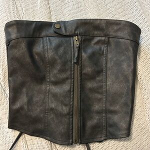 Edikted Black Faux Leather Corset Top